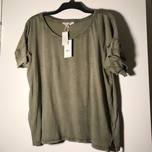 Lucky brand olive green ruffle blouse